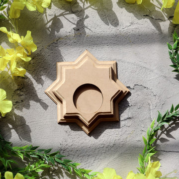 Hand Carved T Light Candle Holder Star